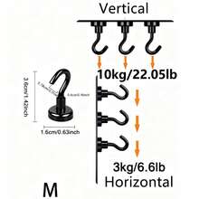 5个超强磁性挂钩，包包收纳挂钩，钕磁铁带挂钩，适用于悬挂物品、厨房配件、炊具收纳挂钩，适用于邮轮、露营、烧烤、厨房、冰箱、车库墙壁，可悬挂包包、衣架、钥匙、旅行必备品、返校用品、大学生必备品 - 彩色 - 查看 11