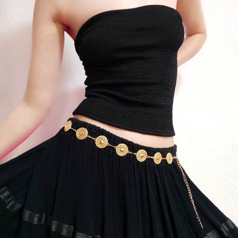 Women's Belt Gold Silver Chain Fashion 2025 Party Look - Gold - View 1