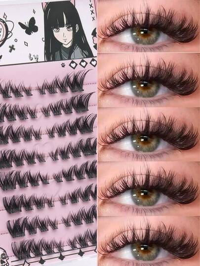64PCS (8-14mm) Of Fox Eyelash D Curly Mink Eyelash Expansion Kit, Natural Appearance And Soft Personal Long Eyelashes. Lash Clusters,Eye Lash Clusters,Individual Eyelashes,Lashes,Fake Lashes