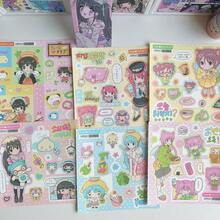 卡通女孩人物贴纸，可爱酷炫女孩贴纸，INS 风格人物贴纸，适合 DIY 剪贴簿，多人物卡通设计，自粘装饰贴纸，适用于剪贴簿、相册、行李箱/笔记本电脑/滑板/吉他/冰箱/头盔/日历，可作为生日和节日礼物 - 彩色 - 查看 2