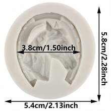 3D 马形硅胶翻糖模具 马头糖果模具 蛋糕装饰 纸杯蛋糕装饰 糖果聚合物粘土胶泥 - 灰色 - 查看 2