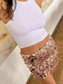 Autumn/Winter Sequin Mini Skirt, Party Dress, Women's Cocktail Dress, Women's Short Concert Outfit, Music Festival Outfit, Electronic Dance Outfit