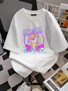 180g pure Cotton She Ra Women's T Shirt Princess of Power Rainbow Roses Vintage 80s Masters the Universe Cartoon Heroine TV female Summer Slightly streetwear Comfortable designer clothes Unisex Casual Soft T-Shirt For Women Casual Top For Everyday Wear Stretched - Blanco - Ver 3