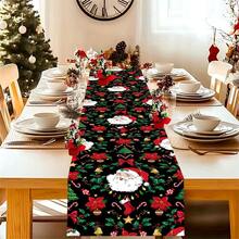 AFYPRTY 1pc Christmas Table Runner Christmas Party Decoration Table Runner Merry Christmas Tablecloth Polyester Cloth Party Table Runner Christmas Gift Dining Table Decorative Tablecloth Suitable For Christmas Party New Year Decoration - Black - View 6