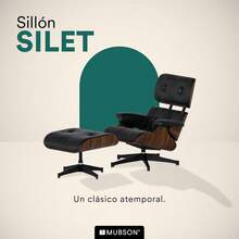 Sillón Reclinable MUBSON con Otomana de Cuero Genuino.Sillón de salón.Sillon con Reposapiés.Sillón Moderno para Sala, Recámara o Consultorio Silet.Sillón de descanso.(Negro) - blanco - Ver 4