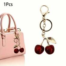 1 Women's Red Cherry Gold Keychain With Glossy Cherry Pendant And Gold Stem - Elegant Keyring Accessory For Purse, Bag Charm, Birthday Gift - Luxury Cherry Shaped Hook (Pink/Gold), Women's Keychain, Cute Keychain, Backpack Keychain, Women's Keychain, Women's Keychain, Mini Bag Accessory, Handbag Charm, Cute Keychain, Bag Charm, Keychain Aesthetic, Aesthetic Keychain, Keychain, Women's Keychain, Car Keychain, Cute Keychain, Purse Keychain, Women's Keychain, Women's Handbag Charm, Backpack Keychain, Girls' Must-Have
