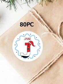 20/40/80pcs Customized Christmas Label Stickers, Custom Text,Available For 26-Letter Customization, Personalized Text Customization, Gift Label Stickers, And Customized Initial Christmas Gift Stickers,Christmas Gift ,Personalized Gifts - Multicolor - View 8