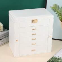 SONGMICS 6-Layer Jewelry Box, 5 Drawers Design, Large Capacity Storage, With Mirror, Lockable, Jewelry Organizer Box, Great Gift, Can Store Earrings, Rings, Necklaces, Watches, Available In White, Black, Grey - Multicolor - View 15