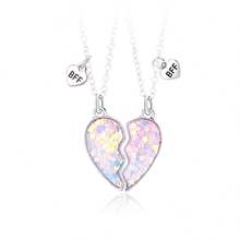 2 piezas/set Mejor amigo Colgante de collar con corazón partido para BFFs y parejas, accesorios de joyería para fiesta, regalo de para siempre, accesorios de joyería para fiesta, collar popular de geometría ajustable para parejas - Unitalla - Ver 7