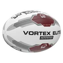 RHINO League Vortex Elite Rugby Ball (White/Maroon/Grey) - 100% Mixed - (CS2335) - White - View 2