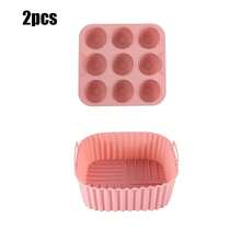 2pcs Silicone Air Fryer Liners, Muffin Pan - Reusable Non-Stick Baking Mats With Cupcake/Square Molds, Fit For Instant Pot/Air Fryer Oven, Easy Release & Clean, Compatible With Mini Frittatas, Tarts, Quiches (Black) - Multicolor - View 13