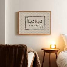 1 pieza Enmarcado/Sin marco Noche Noche Te Amo Cartel de arte de pared vintage Cita romántica de mediados de siglo Impresión en lienzo Decoración minimalista del Día de San Valentín Pintura retro para parejas, dormitorio, sala de estar, dormitorio, decoración del hogar moderna