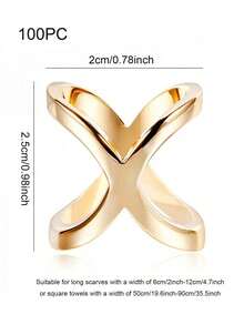 1pc Women Geometric Design Casual Scarf Ring For Daily Life Brooch - Gold - View 6