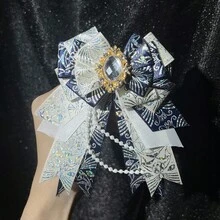 1pc Cute Decorative Bow Brooch, Handmade Pearl Chain DIY Finished Product, Otaku Idol Fan Cheering Stick, Cosplay Outfit Accessory, Lolita Bag Decoration - Multicolor - View 6