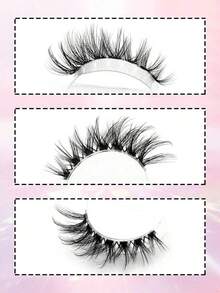 Asiteo Pairs Brown Faux Mink Eyelashes, Transparent Stem, Fine & Thick Eye Makeup, Fluffy & Natural, Transparent Stem, 3D Curly, Full Strip Lashes, Eyelash Extensions, False Eyelashes, Lashes - 黑色 - 查看 5