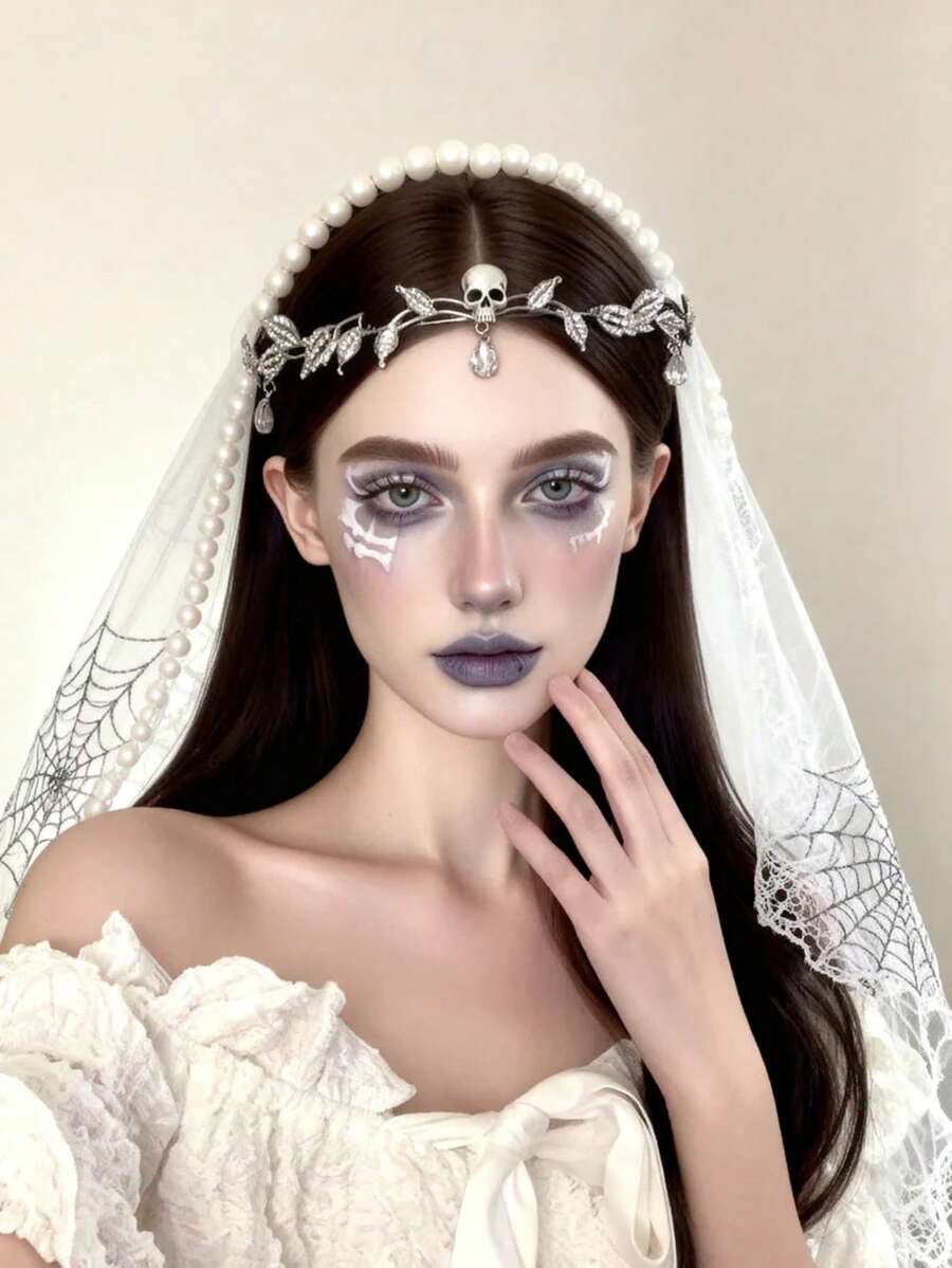 1pc Crystal Queen Crown Headband, Rhinestone Bridal Wedding Hair Accessories, Vintage Leaf Rhinestone Headpiece Pendant Hairband, Suitable For Women Princess Performance, Party, Halloween Costume, Bridesmaids Gifts, Coronas, Tiara