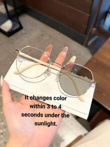 1pc Ladies With Standards, Student Light Circular Solid-Color Flat Light Glasses. Simple And Versatile, The Transparent Lenses Are Suitable For Reading And Computer Viewing