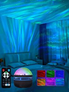 1PC Ocean Waves, Bedroom Water Light, Night Light Projector, Adult Water Light Games Room, School,Back To School,Back To School,Genie Lamp,Home Cinema,Blue Light,Lights,Lights For Bedroom,Night Light, Ceiling, Room Decoration, Valentine's Day Halloween ,Christmas Decoration With 7 Color Pattern And Remote Control, Dimmable Desk Lamp