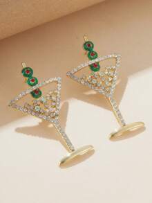 1 Pair Handmade Fashion Women's Cocktail Glass Earrings, Creative Champagne Cup Earrings Perfect For Parties And Holidays, Great Gift - Cup - View 4