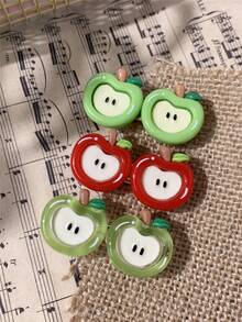 1pc Cute Cartoon Apple Slice Duck Clip, Bangs Clip, Vibrant Color Hair Accessory For Girls, Suitable For Daily Wear, Claw Clips