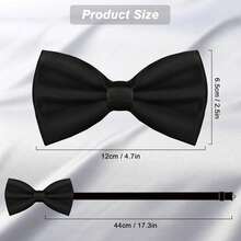 Men's Bow Ties Solid Color Pre-Tied Bow Tie Satin Formal Tuxedo Bowtie Adjustable Neck Bowtie For Men Wedding Party - Black - View 3