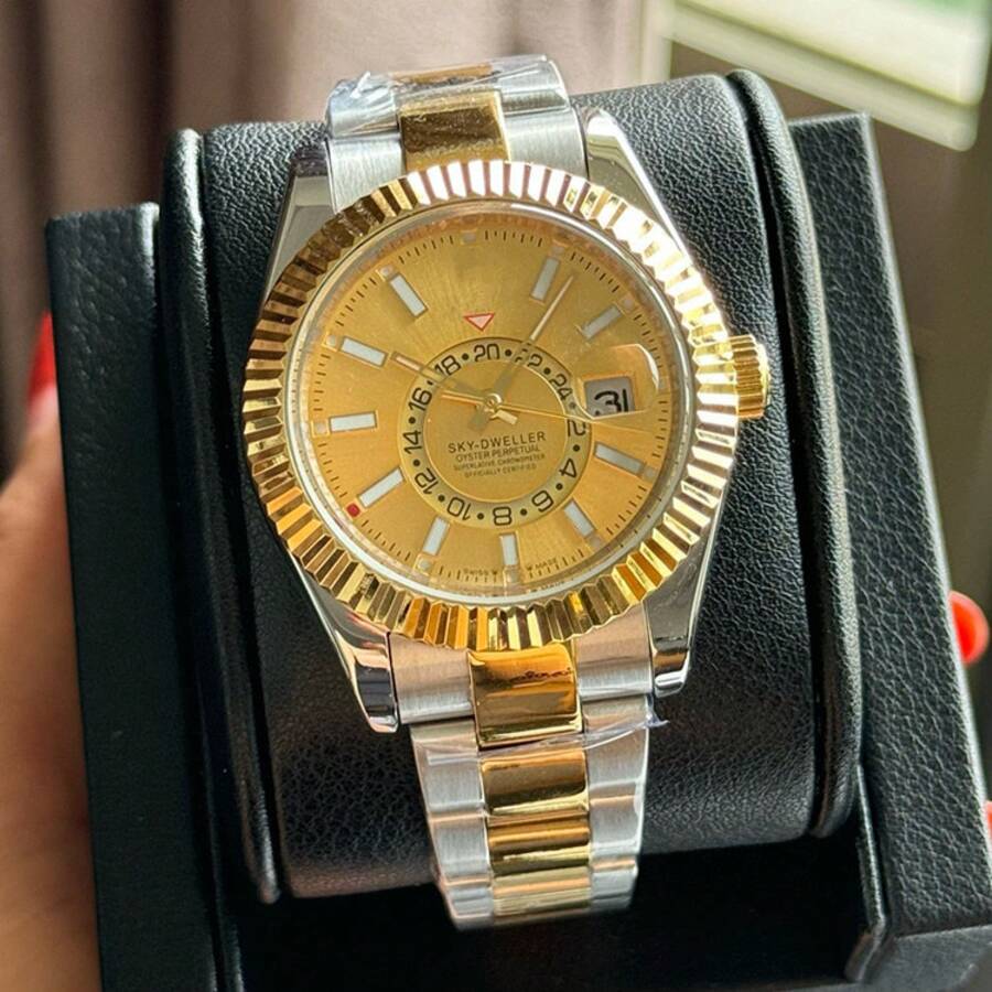 Factory Low Price Laojia Zong Aerospace Walker Watch Men's Business Fully Automatic Mechanical Watch Zhanxi Watch Manufacturer Wholesale - All Gold and White - View 1