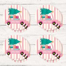 4pcs/8pcs Pink Christmas Theme Coasters, Christmas Pattern Absorbent Pads Coffee Mats Drink Coasters, Kitchen Table Room Bar Decor Holiday Gift - Multicolor - View 15
