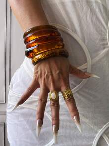 Bộ 6 vòng tay mạ vàng, vòng tay bản rộng, vòng tay dày, bộ vòng tay nữ, quà tặng cho phái nữ. - Nhiều màu - Xem 2