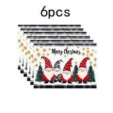1 Stück/4 Stücke/6 Stücke/100 Stücke Weihnachtszwerg Muster Tischsets, maschinenwaschbar rechteckige Polyester Tischsets, Tischschutz, hitzebeständige Tischsets, Restaurant Tischdekoration, Party Zubehör, Weihnachtsdekoration, können als Geschenke gegeben werden - Verschiedenfarbig - Übersicht 14