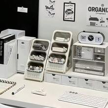 1个可拆卸斜角化妆品收纳盒，笔筒文具收纳盒，咖啡胶囊收纳盒，用于存放化妆刷、口红、化妆品、镊子、睫毛夹、化妆品配件 - 彩色 - 查看 2