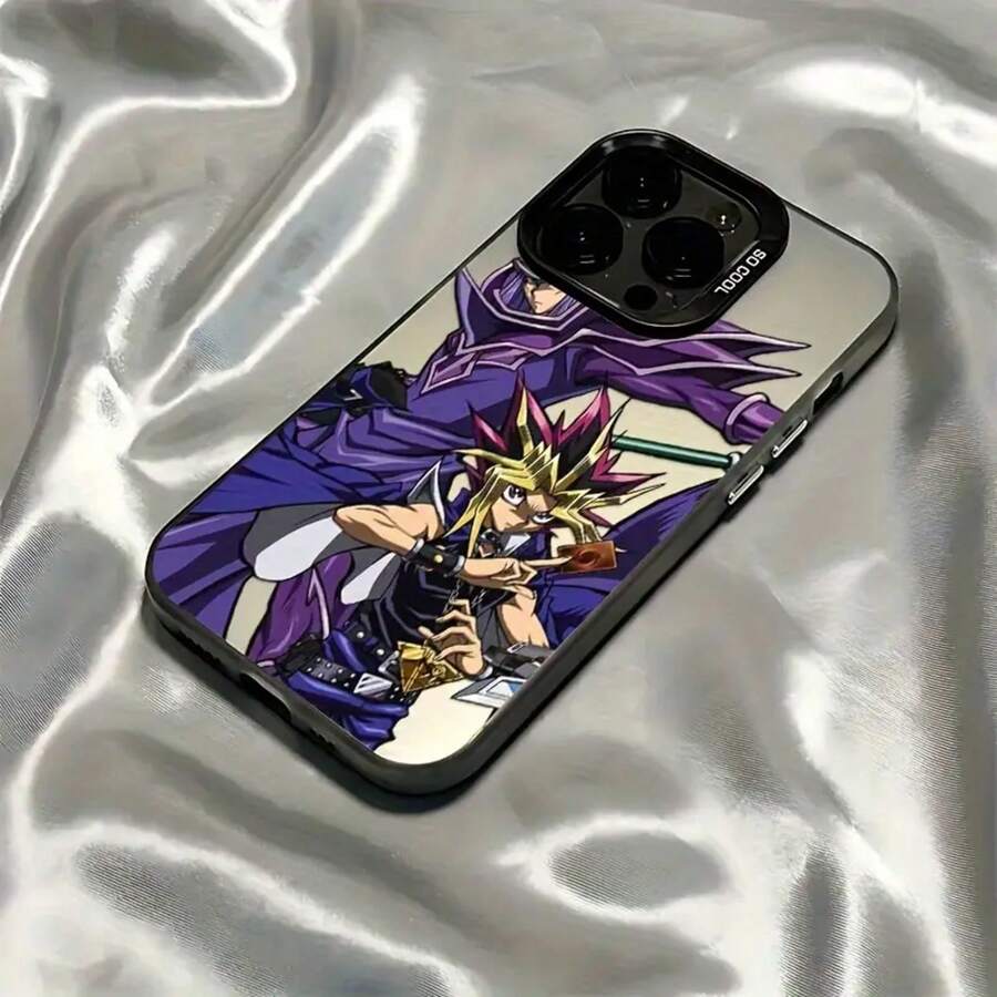 Funda de Teléfono de Juego de Cartas de Anime Japonés Compatible con iPhone 16 15 14 13 12 11 Pro Max X XR XS MAX 8 27 Plus Cubierta Trasera Mate a Prueba de Golpes - Plateado - Ver 1