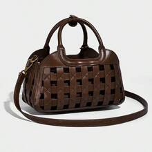 Retro Woven 2025 Niche Design Autumn New Arrival Chic Versatile Handbag & Shoulder Bag, Woven Basket Bag Set - Coffee - View 13
