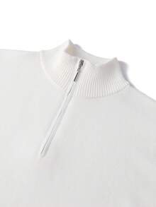 GRDR Men's Casual Long Sleeve Half-Zip Pullover Sweater, Versatile For Daily Wear - White - View 4