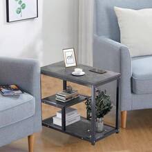 Mesa Auxiliar Industrial de 3 Niveles,Mesa de Centro, Librero o Armario de Organizar Mesa de Café y Libros.Adecuado para salón, Oficina y hogar(60CMx30CMx68) (Gris) - Gris - Ver 6