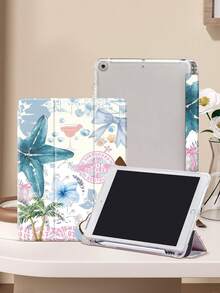 椰子、棕榈树、芙蓉花图案保护套，兼容 iPad (A16) 第 11 代 11 英寸 (2025)、Apple iPad Air 11 (2025)、iPad 第 10 代 10.9 英寸 (2022)，带 Apple Pencil 插槽、三折支架、自动唤醒/睡眠功能，是返校、情人节、节日送礼佳品。 - 彩色 - 查看 3