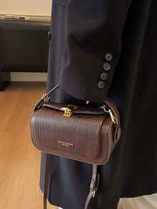 女士时尚梯形手提包，优雅简约设计，多功能肩背/顶部提手，大容量 - 咖啡 - 查看 3