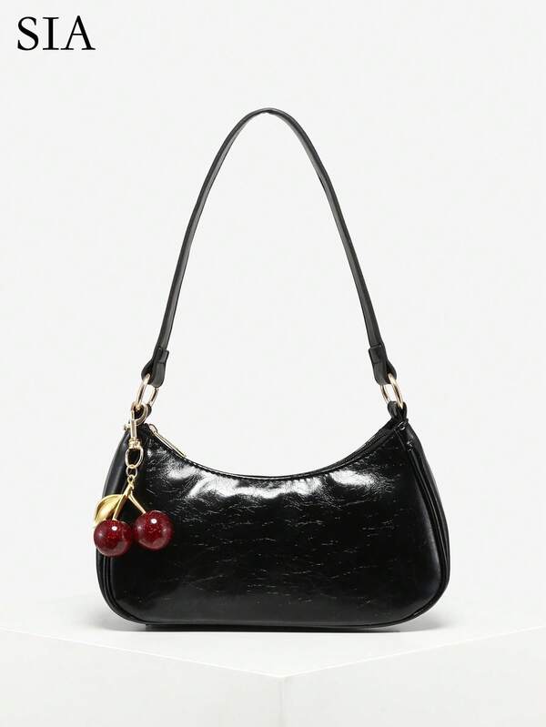 1 pièce Sac à bandoulière vintage pour femme, motif créature marine, perles artificielles, queue de fourrure artificielle tressée. Convient pour les sorties, les vacances