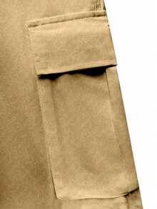 Men's Solid Color Drawstring Pocket Outdoor Work Pants, Straight Leg Solid Color Work Pants, Suitable As A Gift For Husband Or Boyfriend, Versatile For All Seasons, Casual Everyday Wear Spring - 卡其色 - 查看 4