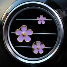 3 chiếc kẹp trang trí cửa gió ô tô hình hoa cúc hợp kim nhiều màu sắc dùng để trang trí nội thất ô tô, sản phẩm trang trí máy lạnh ô tô - 3 bông hoa kim loại - Xem 6