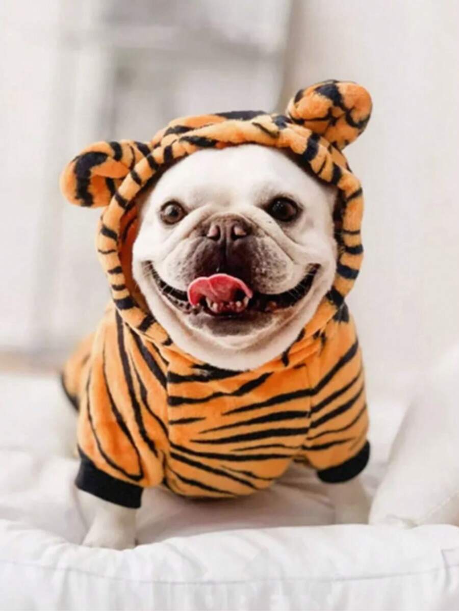1 件秋冬宠物服装，趣味老虎服装，适合狗、猫、泰迪熊、贵宾犬、小型宠物 - 黃色 - 查看 1