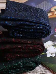 3 đôi tất mùa đông cho nữ, phong cách Hàn Quốc, màu tối, chỉ kim loại, dài đến bắp chân, gợi cảm - Nhiều màu - Xem 7