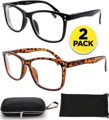 Nearsighted For Distance Myopia Glasses For Men Women Square 2-Pair For Driving 10 15 (Not Reading Glasses) - ColorA - 查看 2