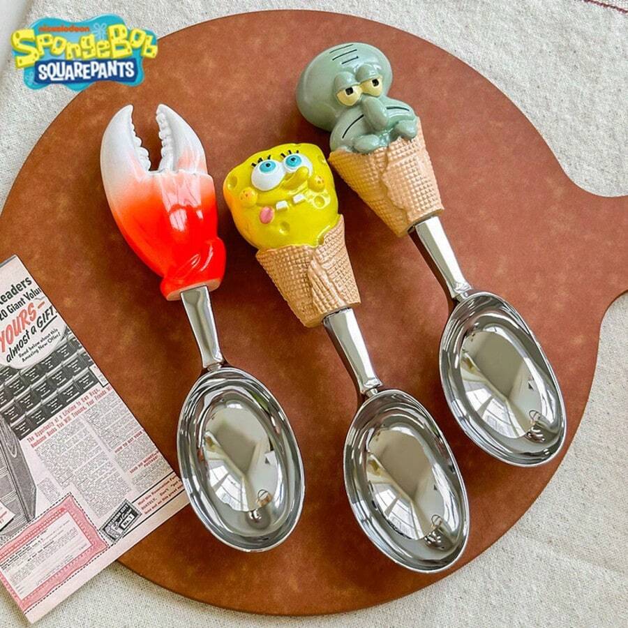 SPONGEBOB 海绵宝宝章鱼哥冰淇淋勺西瓜勺卡通儿童勺冰淇淋勺家用