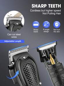 Cortadora de pelo eléctrica 2 en 1 HIENA T9 con pantalla digital, portátil y ligera, fácil de usar, apta para uso doméstico (también disponible cortadora de pelo de hoja única) - Multicolor - Ver 5