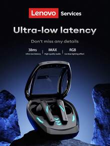 联想 GT100 蓝牙耳机，半入耳式高品质音频，超低延迟游戏模式，长电池寿命，佩戴舒适，硅胶耳塞，兼容智能手机和电脑的无线耳机 - 鐵灰色 - 查看 2