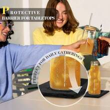 - Posavasos de pizarrn con soporte de metal, juego de 8 posavasos negros, juego de posavasos de piedra de 4 pulgadas, proteccin de mesa para el hogar, al aire ltima intervensin, cocina - Cuadrado de 8 piezas - Ver 7