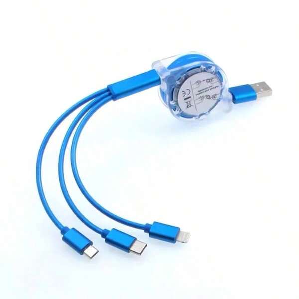 Cable de datos USB retráctil 3 en 1 para cargador de , cable de carga rápida para teléfonos Android y Tipo C