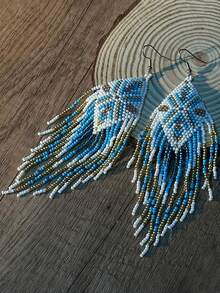 Handmade Beaded Tassel Earrings For Women, Bohemian Colorful Glass Bead Seed Bead Dangle Earring Hooks, Fashion Jewelry Accessories Suitable For Daily Wear