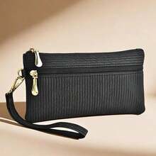 Monedero de Cremallera para Damas de Diseño Único, Bolso de Mano para Damas, Bolso de Teléfono Móvil de Moda y Versátil, Bolso Cuadrado Pequeño Casual - Negro - Ver 7