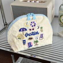 1件女孩刺繡插畫收納包，大容量便攜式拉鍊化妝包，適合旅行與度假必需品，可收納衛生棉、鑰匙、手機、充電器、口紅、化妝品、香水、化妝刷，收納盒與收納袋，適用於護膚與美容產品，適合女性、學生、女學生，聖誕禮物與開學禮物 - 彩色 - 查看 13